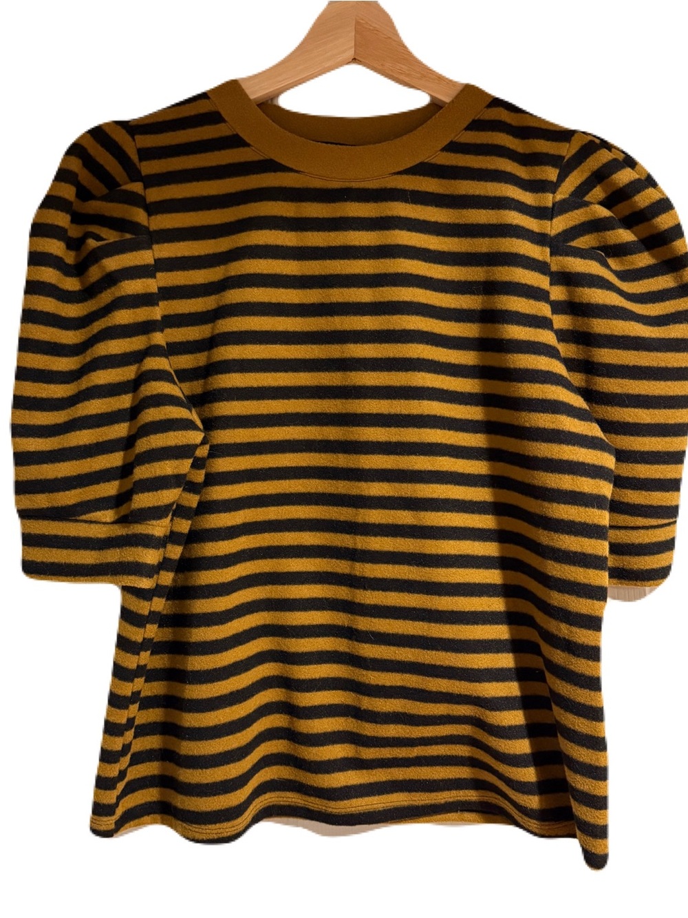 Striped Puff-Sleeve Top - Mustard & Black